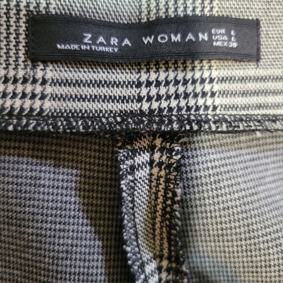 Zara plaid herringbone checkered career pants w/zipper pockets - Picture 4 of 6